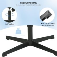 Criss Cross Chair | Swivel Vanity Chair | Cross Legged Office Desk Chair | Armless Desk Reading Chair | Height Adjustable Accent Chair for Home Office,Black - Image 6