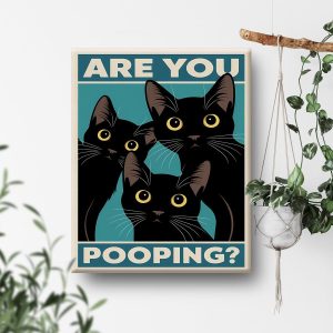 Funny Bathroom Wall Art Black Cat Restroom Wall Poster Toilet Humor Art Print Home Bathroom Decor 8X10 Inches