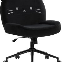 Armless Office Desk Chair with Wheels,Ergonomic Criss Cross Legged Computer Chair with Fabric Padded, Height Adjustable Wide Seat Vanity Chairs,Mid Back Task Chair for Home, Bedroom (Black) - Image 6