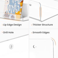 upsimples 6 Pack Acrylic Shelves for Wall Storage, 15" x 4“ Floating Bookshelves for Kids, Display Shelf Organizer for Bathroom, Bedroom, Living Room, Kitchen, Room Decor, Clear - Image 7