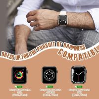 Case Compatible with Apple Watch, with Built-in Tempered Glass Screen Protector, PC Cover for iWatch Series 9/8/7/SE 2rd SE 6 5 4/3 2 for Choice DJSC(38mm-Series 3/2, White + Rose Gold Edge) - Image 6