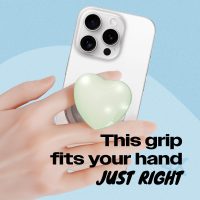 OnTheGrip Compatible with Magsafe Magnetic Cute Glass Heart Design Collapsible Mobile Phone Grip Stand Holder for Smartphone Tablet Cell Phone Accessory (Green) - Image 2