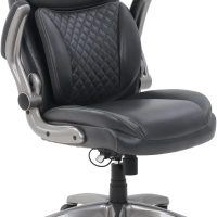 Amazon Basics Ergonomic Executive Office Desk Chair with Lumbar Support, Flip-up Armrests, Adjustable Height, Grey Leather - Image 2