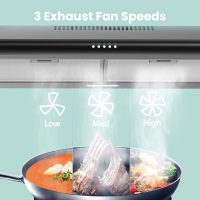 Comfee' Range Hood 30 inch, Under Cabinet Ducted/Ductless Convertible Slim Vent Hood, Durable Stainless Steel Kitchen Stove Hood, 3 Speed Exhaust Fan and 2 LED Lights Range Hood (Black) - Image 6