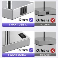 【Upgraded】Bedside Table Lamp Touch Control, with USB C+A Charging Ports & Dual AC Outlets, 3-Way Nightstand Lamp for Bedroom with LampShade Living Room Office(LED Dimmable Bulb Included) - Image 4