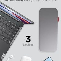 Lenovo Go USB-C Laptop Power Bank (20000 mAh) - 65W - USB-C and USB-A Ports - Fast Charging Portable Power Station with Integrated Cable - Model PBLG2W - Storm Grey - Image 3