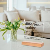 Appreciation Gifts for Leader Boss Mentor Coworker Teacher Difference Maker Gift Difference Maker Definition Clear Desk Decorative Sign Acrylic Sign With Stand for Desk Table Shelf - Image 6
