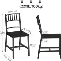HOOBRO Kitchen Chairs Set of 2, Wooden Dining Room Chairs with Metal Frame, Dining Chairs with Back, Easy to Assemble, Farmhouse Dining Chairs for Kitchen, Living Room, Black BB39CD01 - Image 3