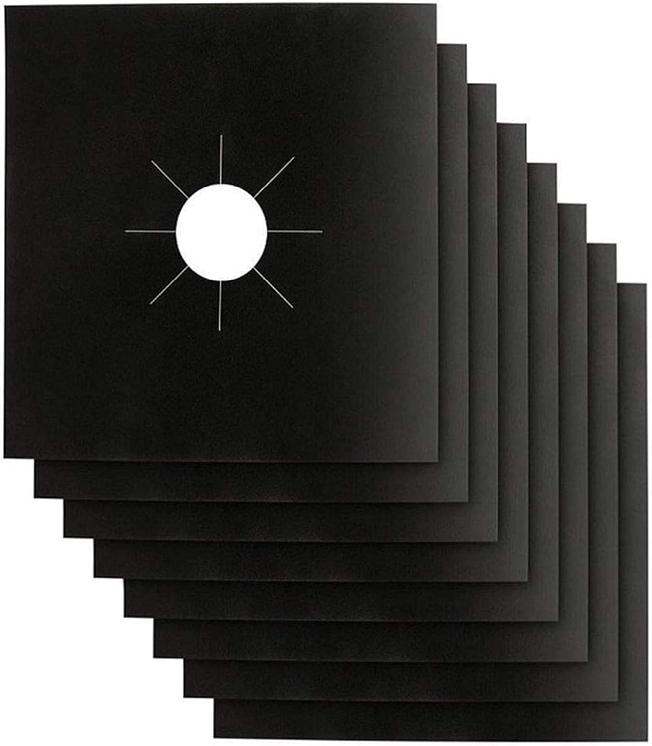 Stove Burner Covers – Gas Stove Protectors Black 0.2mm Double Thickness, Reusable, Non-Stick, Fast Clean Liners for Kitchen/Cooking. Stove top Covers Gas Burners Size 10.6″ x 10.6″ BPA Free(8 Packs)