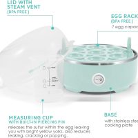 Elite Gourmet EGC115M Easy Egg Cooker Electric 7-Egg Capacity, Soft, Medium, Hard-Boiled Egg Cooker with Auto Shut-Off, Measuring Cup Included, BPA Free, Retro Mint - Image 2