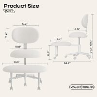 Ergonomic Cross Legged Office Chair with Wheels, ADHD Chair for Adults, Meditation Chair, Yoga Office Chair, Comfortable Back Support, Height Adjustable,Small Spaces, Teddy Fabric, White - Image 2