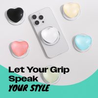 OnTheGrip Compatible with Magsafe Magnetic Cute Glass Heart Design Collapsible Mobile Phone Grip Stand Holder for Smartphone Tablet Cell Phone Accessory (Green) - Image 3