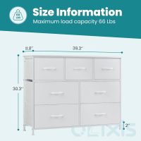 OLIXIS Dresser for Bedroom, 7 Storage Drawers, Wide Fabric Closet Chests Organizer Tower Furniture, TV Stand with Wooden Top Metal Frame for Clothes, Living Room, Hallway, Entryway, Classic White - Image 4