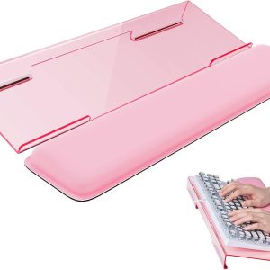 Computer Keyboard Wrist Rest Stand for Desktop, Keyboard Holder for Easy Typing with Wrist Pad for Office Desk, Home, School (Pink)
