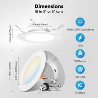 LVWIT Recessed Lighting 6 Inch, Recessed Lights Color Selectable 2700/3000/4000/5000/6000K 5CCT, 10W(120W Equivalent) Dimmable LED Can Lights with E26,LED Retrofit Recessed Light 6 Inch, 6 Pack - Image 4