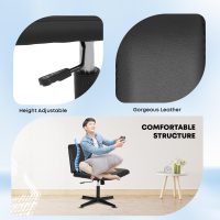 Criss Cross Chair | Swivel Vanity Chair | Cross Legged Office Desk Chair | Armless Desk Reading Chair | Height Adjustable Accent Chair for Home Office,Black - Image 5
