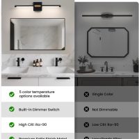 Black Gold Vanity Light Fixtures for Bathroom Over Mirror 24 inch LED Bath Sconces IP44 5CCT Adjustable Morden Picture Lights for Paintings (Built-in Dimmer) - Image 7