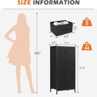 Sweetcrispy Nightstand Small Bedroom Dresser with 4 Fabric Drawers, Bed Side Furniture End Table, Wooden Top Cabinet Night Stand Dresser for Closet, Entryway, Dorm, Black - Image 3