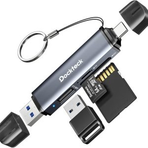 Dockteck SD Card Reader, 5G Super Speed USB3.0 SD/TF Card Reader, 3-Slot USB A/C to SD/Micro SD/USB A Memory Card Reader for UHS-I SD/Micro SD/SDHC/SDXC/MMC, Support OTG for Plug&Play