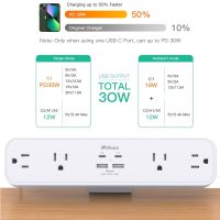 PD30W Desk Clamp Power Strip, Desktop Mount Surge Protector, Fast Charging Station, 5Ft Extension Cord Desk Edge Mount Shelf with 4 Outlets 4 USB Ports (2 USB C), Home Office Accessories Essentials - Image 2