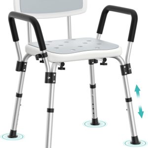 Kicimpro HSA/FSA Shower Chair for Elderly & Disabled, 10 Min Installation, Heavy Duty Bath Chair with Pad, 6 Adjustable Height Shower Seat for 5'1"-6'4" Users