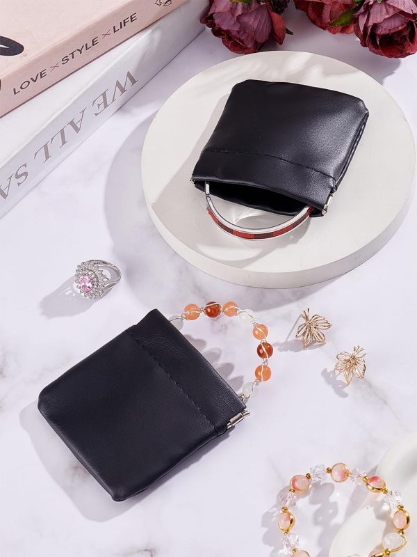 2 Pcs Imitation Leather Change Purse, PU Leather Jewelry Travel Bag with Closure Jewelry Counter Display Props for Gift-giving and Protecting Your Ncklace Bracelet Ring, 8x8.3x0.6cm