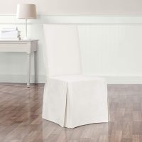 SureFit Home Decor Essential Twill Full Length Dining Room Chair One Piece Slipcover, Relaxed Fit, 100% Cotton, Machine Washable, White Color - Image 3