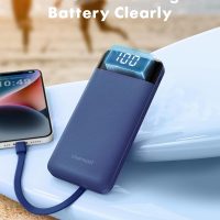 charmast Portable Charger with Built in Cables, Power Bank with Cords Wires, Slim 10000mAh Travel Battery Pack 6 Outputs 3 Inputs 3A Fast Charging for Samsung Google Pixel LG Moto iPhone iPad - Image 6