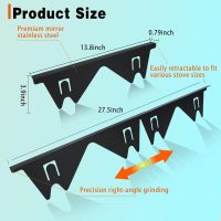 Stove Gap Covers Stainless Steel, 2 Pack Stove Gap Filler Easy Retractable Length 13.8" to 27.5", Width 0.79" ALMCALS Stove Gap Guards Range Trim Kit, Heat Resistant Guard Between Stove Top & Counter - Image 3