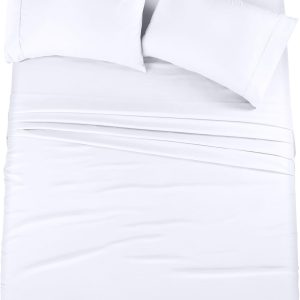 Utopia Bedding King Sheet Set – 4 Piece Bed Sheets for King Size Bed, Soft and Breathable Microfiber, Includes 1 Fitted Sheet, 1 Flat Sheet and 2 Pillowcases (White)