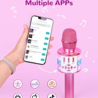 Amazmic Toys for Girls, Kids Karaoke Microphone Toddler Microphone for Kids with Lights, Birthday Gift for Girls, Boys Toy Age 3 4 5 6 7 8+(Light Pink) - Image 3