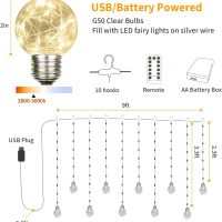 YOLIGHT Wishing Ball Curtain Lights 200 LED Window Curtain String Lights with Remote, USB Battery Powered Twinkle Globe Fairy Lights for Wedding Party Bedroom Christmas Decoration (Warm White) - Image 6