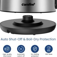 COMFEE' Stainless Steel Electric Kettle, 1.7 Liter Tea Kettle Electric & Hot Water Kettle, 1500W Fast Boil with LED Light, Auto Shut-Off and Boil-Dry Protection - Image 4