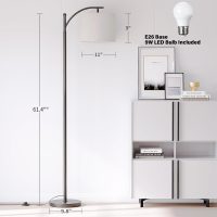 SUNMORY Arc Floor Lamp,Modern Floor Lamp with 9W 3 Color Temperatures Bulb,Metal Standing Lamps with Adjustable Hanging Lampshade,Tall Floor Lamps for Living Room,Bedroom,Office (Black) - Image 3