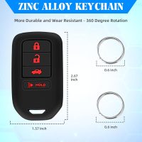 QBUC 2Pcs for Honda Key Fob Cover, fits for Honda HR-V Pilot Odyssey LX EX 2014 2015 2016 2017 2018 2019 2020 2021 2022 Key Protector Silicone Rubber Accessories 4 Buttons (Black+Black red) - Image 3