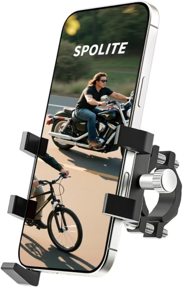 Motorcycle Phone Mount,Aluminum Bike Phone Holder Handlebar,360° Bike Cell Holder for All Smartphones Bike Motorcycle Accessories (Bike Phone Mount)