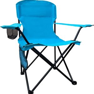Folding Camping Chair with Cup Holder & Storage Bag, 225lbs Capacity, Large Anti-Sink Feet, Breathable PE Coated Fabric for Outdoor, Hiking, Beach, Fishing, Backpacking, Blue