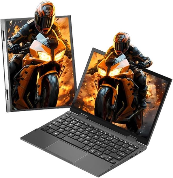 2-in-1 Mini Laptop: 10.95" 2K FHD IPS Touchscreen, In tel N95 CPU,16GB DDR5 RAM 512G SSD, Metal Body, Win 11 Pro/Office 2019, Full-Function Type-C, Fingerprint Sensor, Backlit Keyboard (16G+512GB)