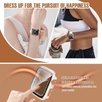 Case Compatible with Apple Watch, with Built-in Tempered Glass Screen Protector, PC Cover for iWatch Series 9/8/7/SE 2rd SE 6 5 4/3 2 for Choice DJSC(38mm-Series 3/2, White + Rose Gold Edge) - Image 3