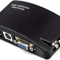 PC Laptop Composite Video TV RCA Composite S-Video AV in to PC VGA LCD Out Converter Adapter Switch Box Black - Image 3