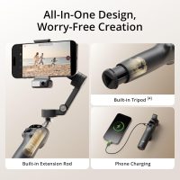 DJI Osmo Mobile 7P Gimbal Stabilizer for Smartphone 3-Axis Phone Gimbal Bundle with 2X Deco Essentials 3.5mm Clip-On Mini Lapel Microphone +LED Cordless Smartphone Ring Light + 2 Year Protection Pack - Image 6