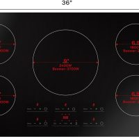Empava 36 Inch Built-In Electric Induction Cooktop, 5 Zone Smooth Glass Surface, Touch Sensor Panel, Power Boost, Timer Control, Child Lock Feature, Hardwired Kitchen Appliance - Image 2