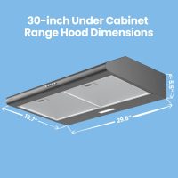 Comfee' Range Hood 30 inch, Under Cabinet Ducted/Ductless Convertible Slim Vent Hood, Durable Stainless Steel Kitchen Stove Hood, 3 Speed Exhaust Fan and 2 LED Lights Range Hood (Black) - Image 9