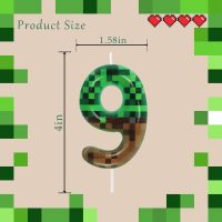 9th Pixel Miner Birthday Candles, Pixels Cake Topper for Boys Girls, TNT Themed Birthday Decorations Party Supplies (Number 9) - Image 2