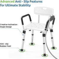 Shower Chair for Inside Shower with Arms and Back, FSA/HSA Eligible 500 lbs Adjustable Heavy Duty Bathtub Safety Stool, Non-Slip & Tool-Free Bath Bench Seat for Elderly, Seniors & Disabled - Image 5