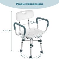 Swivel Shower Chair with Arms and Back, 500 lbs Heavy Duty Shower Seat for Inside Shower Stall and Bathtub, Height Adjustable Safety Bath Seat for Elderly, Adults, Handicap and Disabled - Image 4