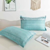 King Size Comforter Set, Blue, Grey and Teal Striped Pattern Print Reversible Down Alternative Bed Sets - 104 x 90 3PC Soft Microfiber Duvet Sets Modern Abstract Bedding in a Bag for Women Men, Gray - Image 6