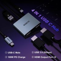 USB C to Dual HDMI Adapter 4K@30Hz, KOZYC USB C Hub Multiport Adapter with 2xHDMI, USB 3.0, 100W PD, Support USB C to HDMI Splitter Extended Display for MacBook Pro (MST is not Supported on MacOS) - Image 2