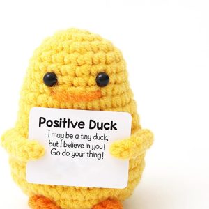 Funny Positive Doll,3 Inch Emotional Support Plush,Positive Crochet Animals with Positive Card,Soft Wool Handmade Knitted Doll for Friends, Parties, Birthdays, Christmas(Duck)