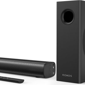 Sound Bars for Smart TV with Wired Subwoofer, 2.1 Deep Bass Small Soundbar Home Theater Surround System Speaker with 4 Inch Subwoofer, Bluetooth/Optical/AUX Connection, Compact Soundbar for TV